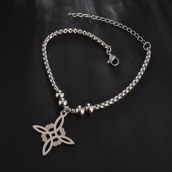 Silver Stainless Steel Witch Celtic Viking Cross Knot Fashion Bracelet NWOT - Picture 12 of 13